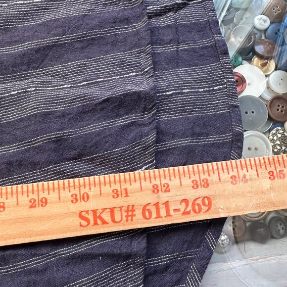 Gentle Fawn Tunic Size Medium Half Button Shirt Dress Stripe Linen Blend Navy - Picture 6 of 8